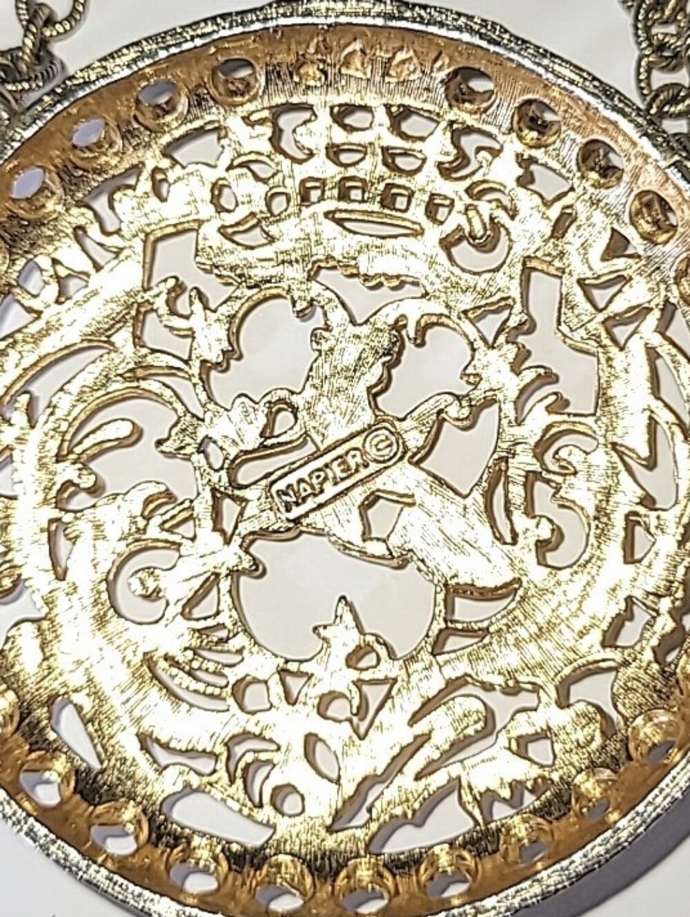 Napier Phoenix & Lion Medallion Runway Necklace 1970s - Picture 6 of 9